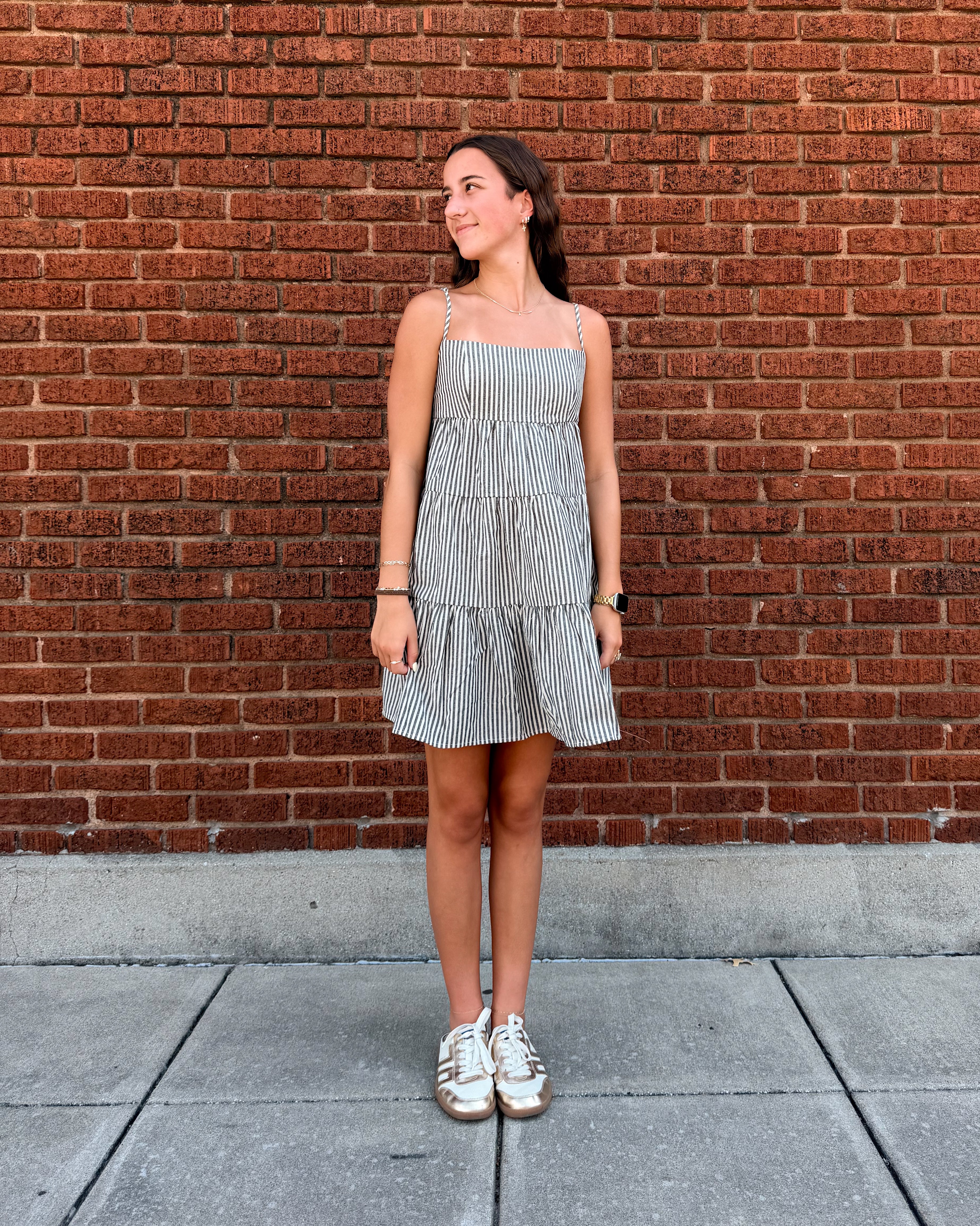 Open Back Tiered Stripe Dress