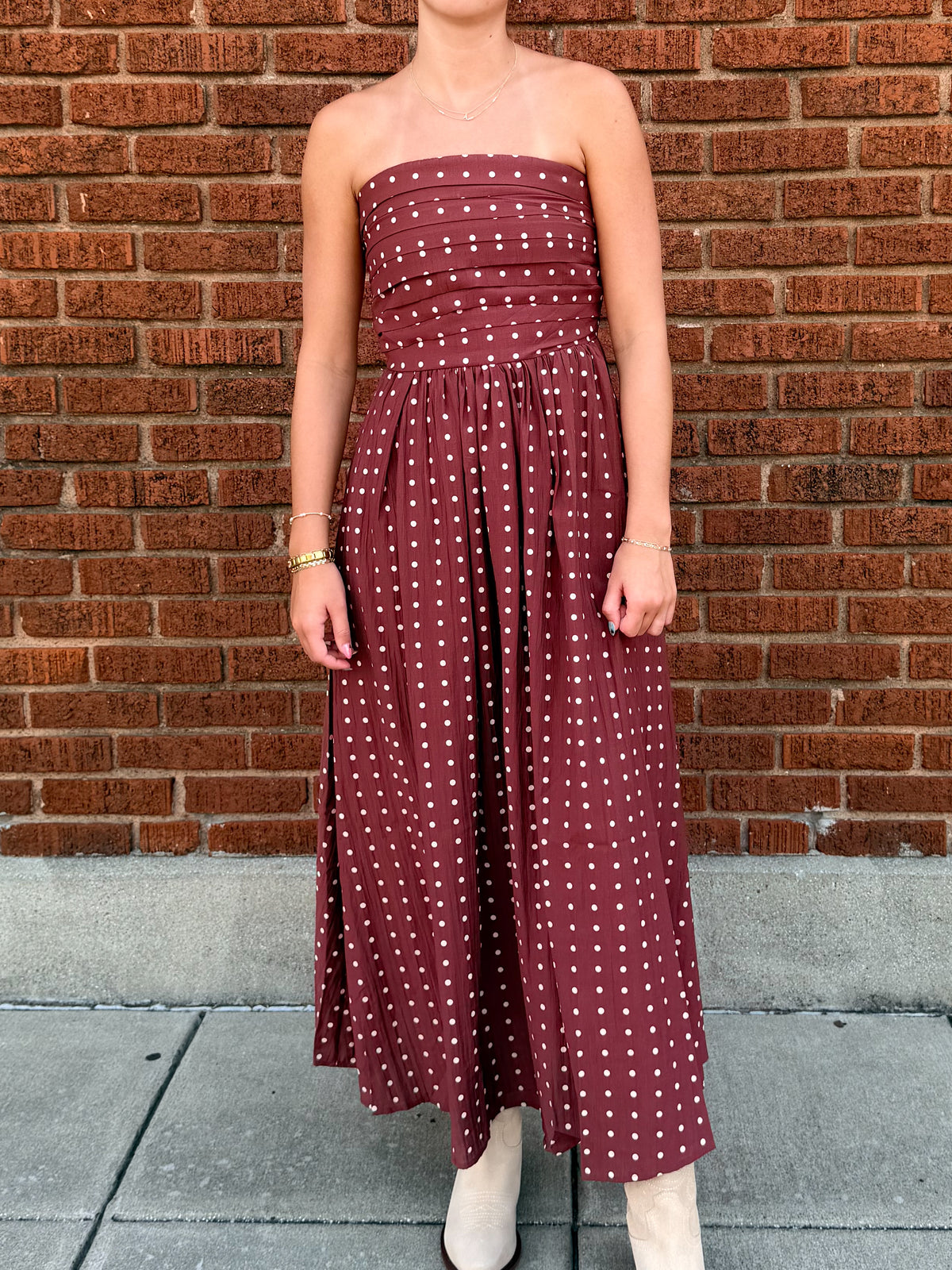The Dottie Strapless Maxi Dress