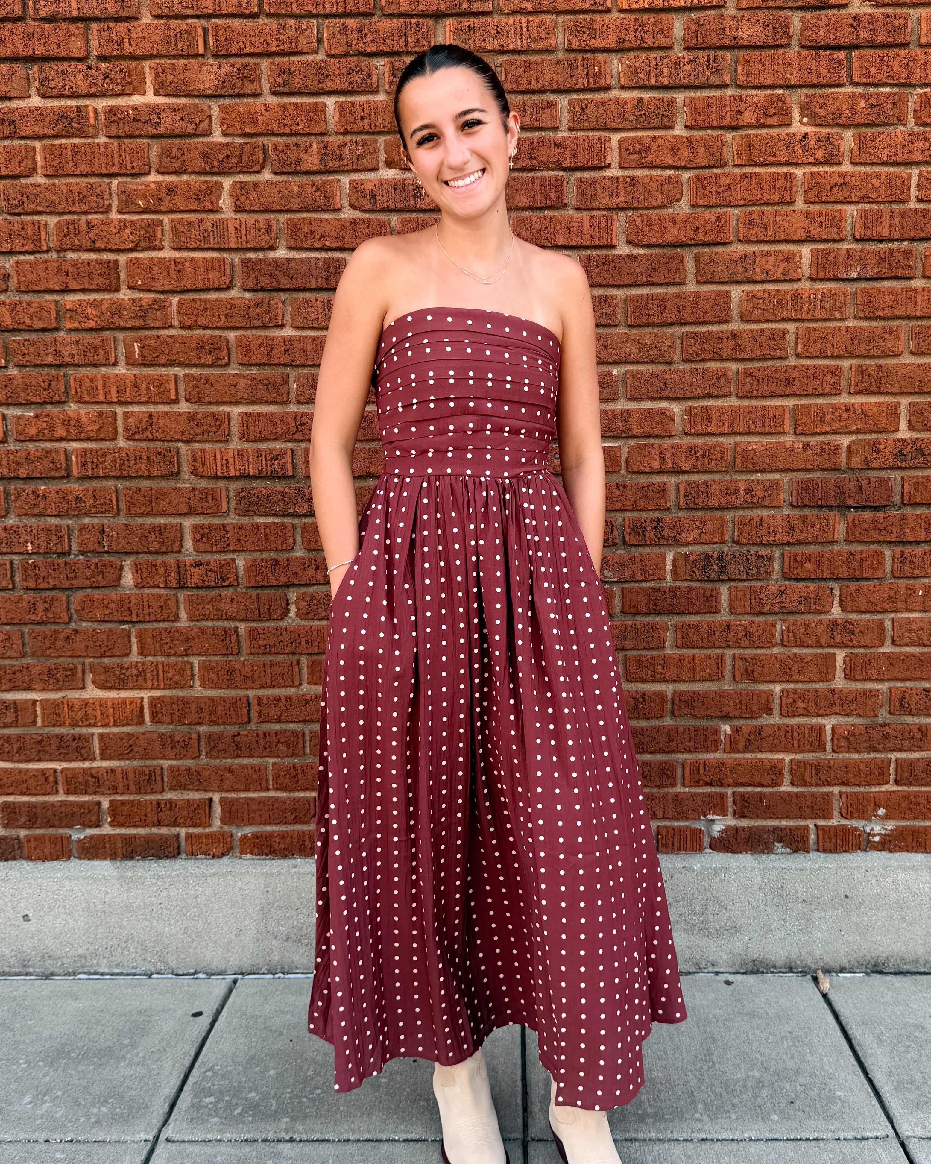 The Dottie Strapless Maxi Dress