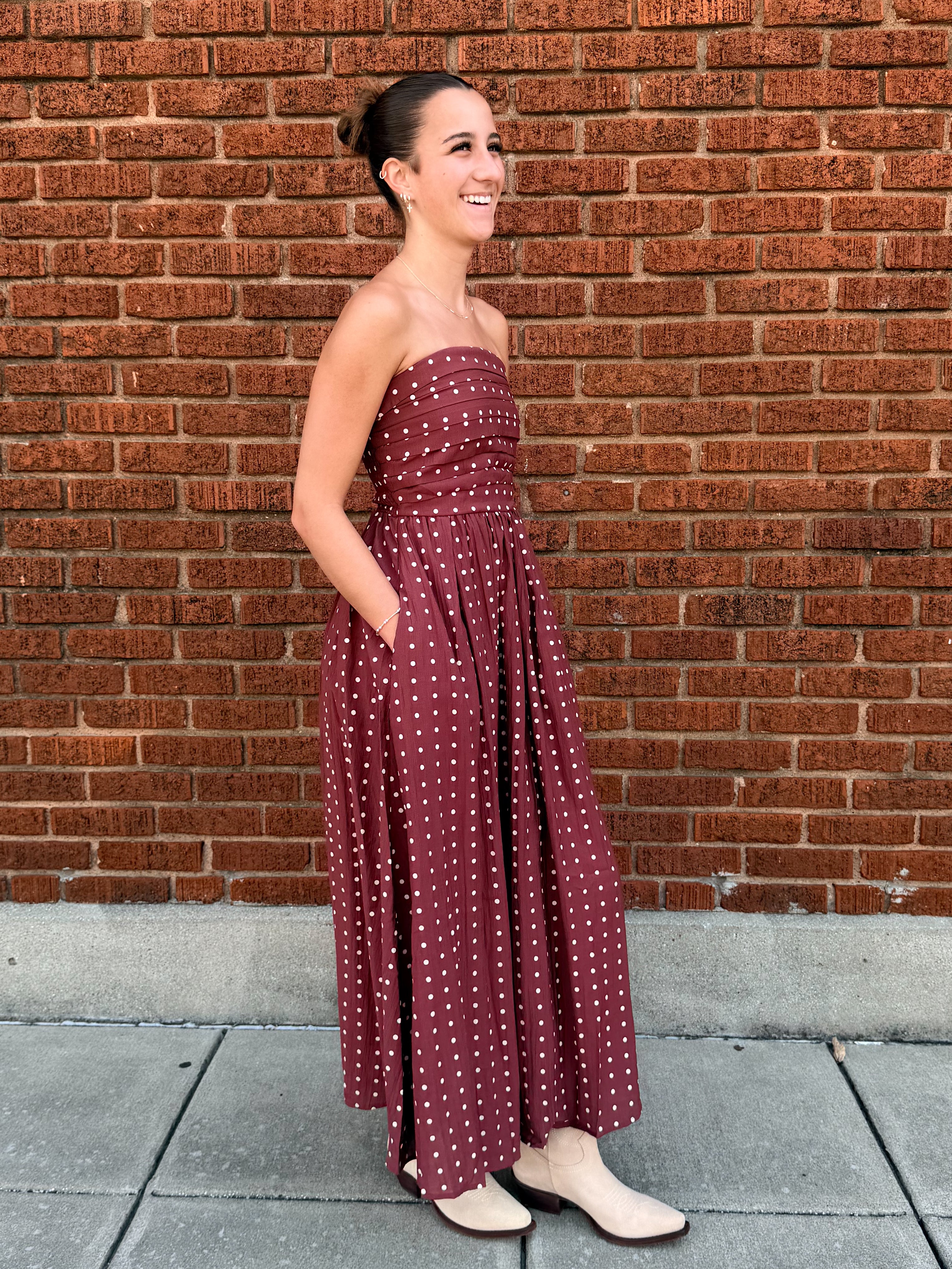 The Dottie Strapless Maxi Dress