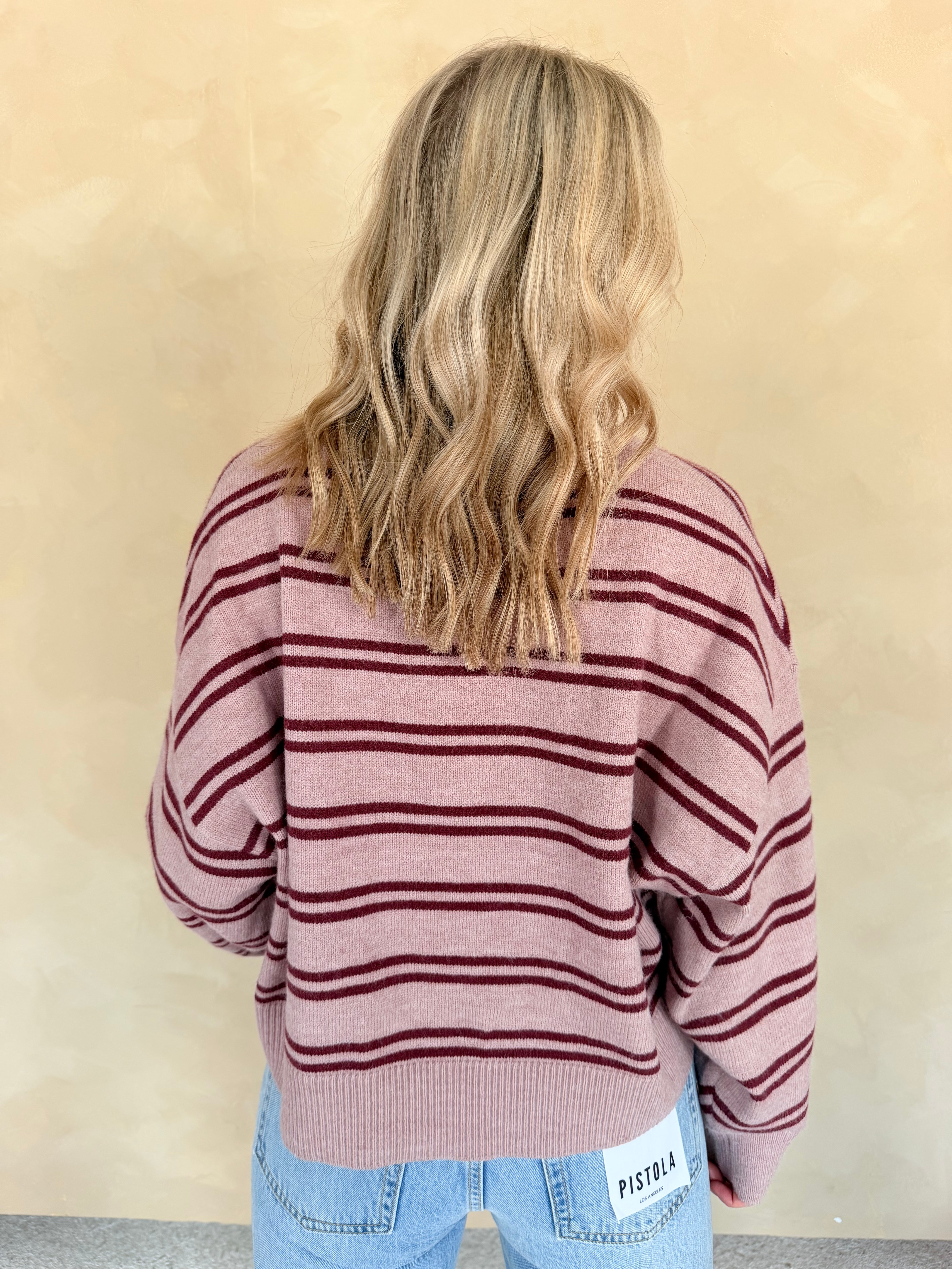 Round Neck Stripe Knit Sweater