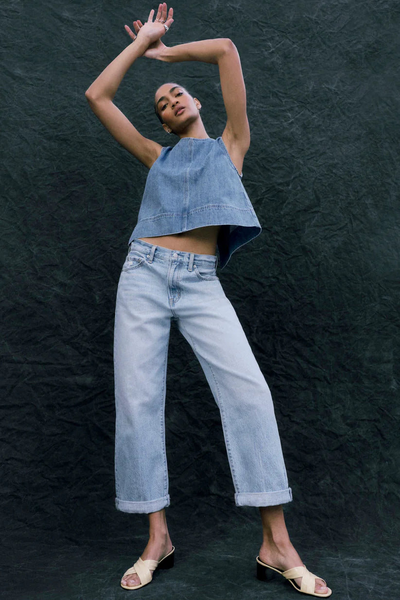 Donny Rolled-Hem Boyfriend Jean by Pistola in Old Blues