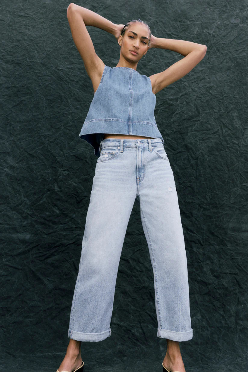 Donny Rolled-Hem Boyfriend Jean by Pistola in Old Blues