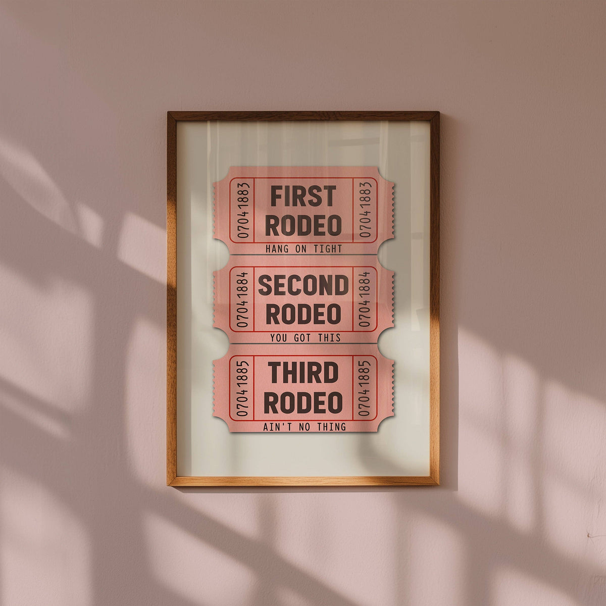 First Rodeo Ticket Stub Art Print Pink (FLAT)