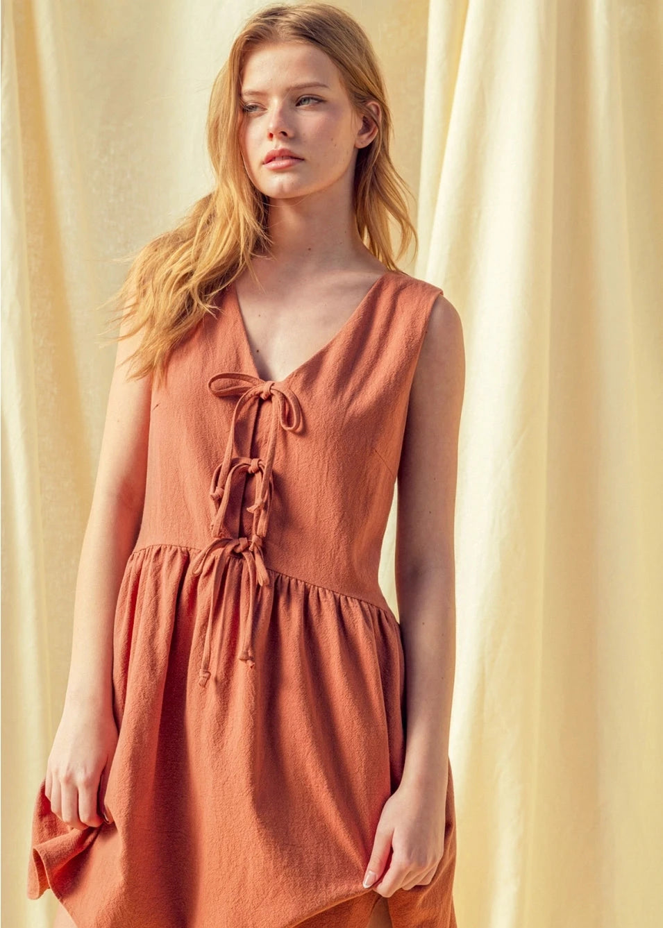 Tie Front Sleeveless Dress