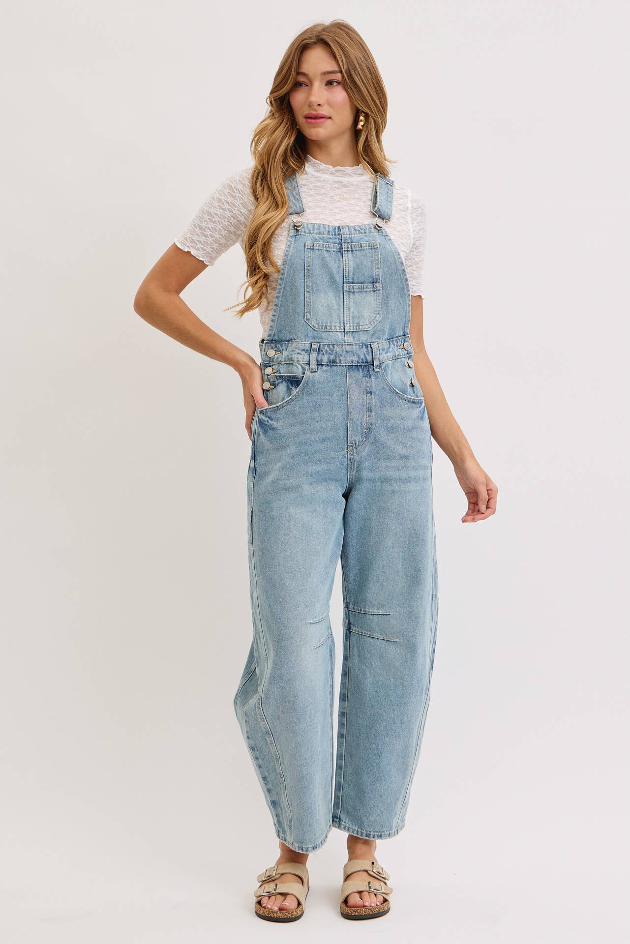 Denim Barrel Overalls