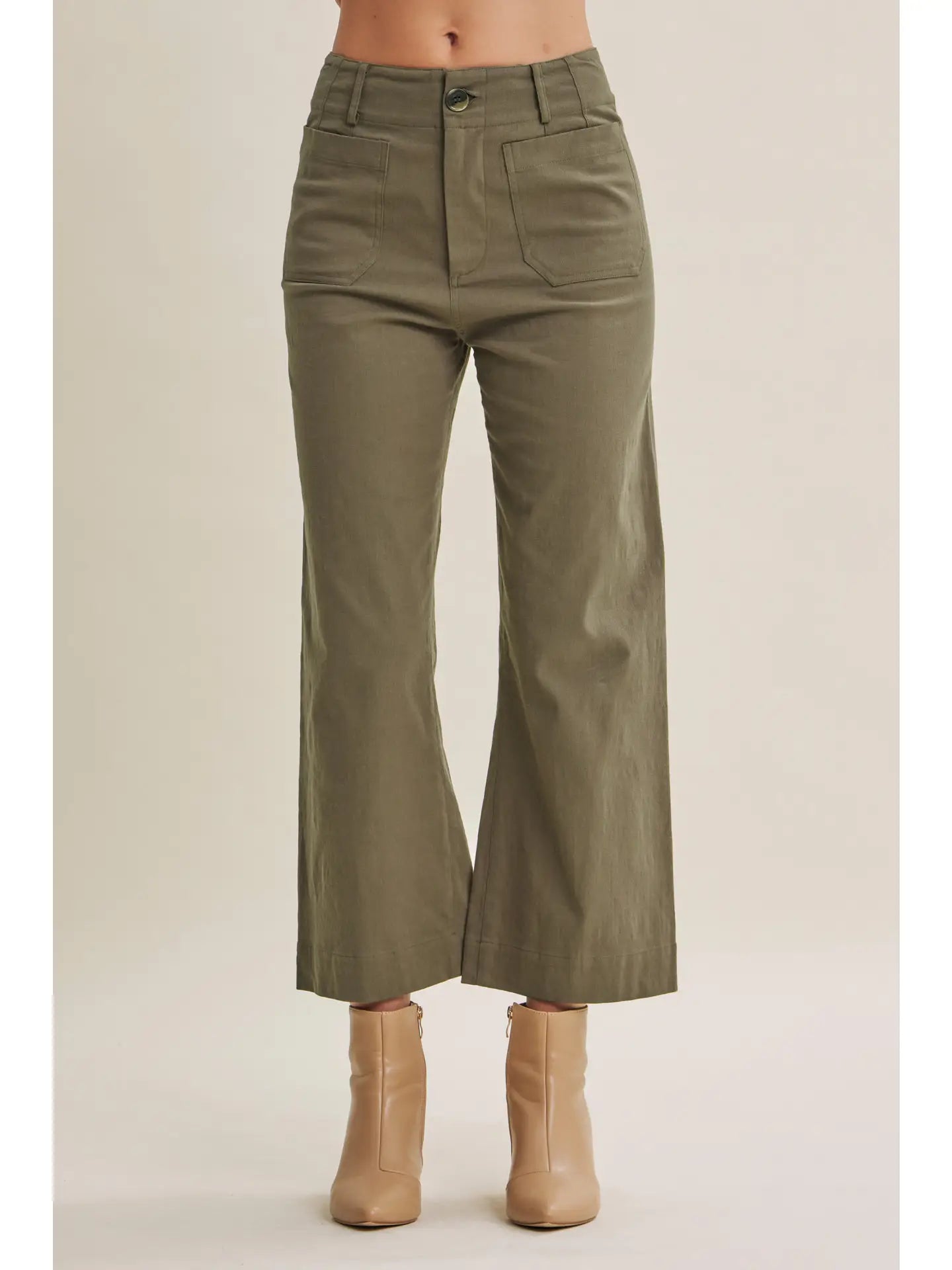 Linen Blend Ankle Pants