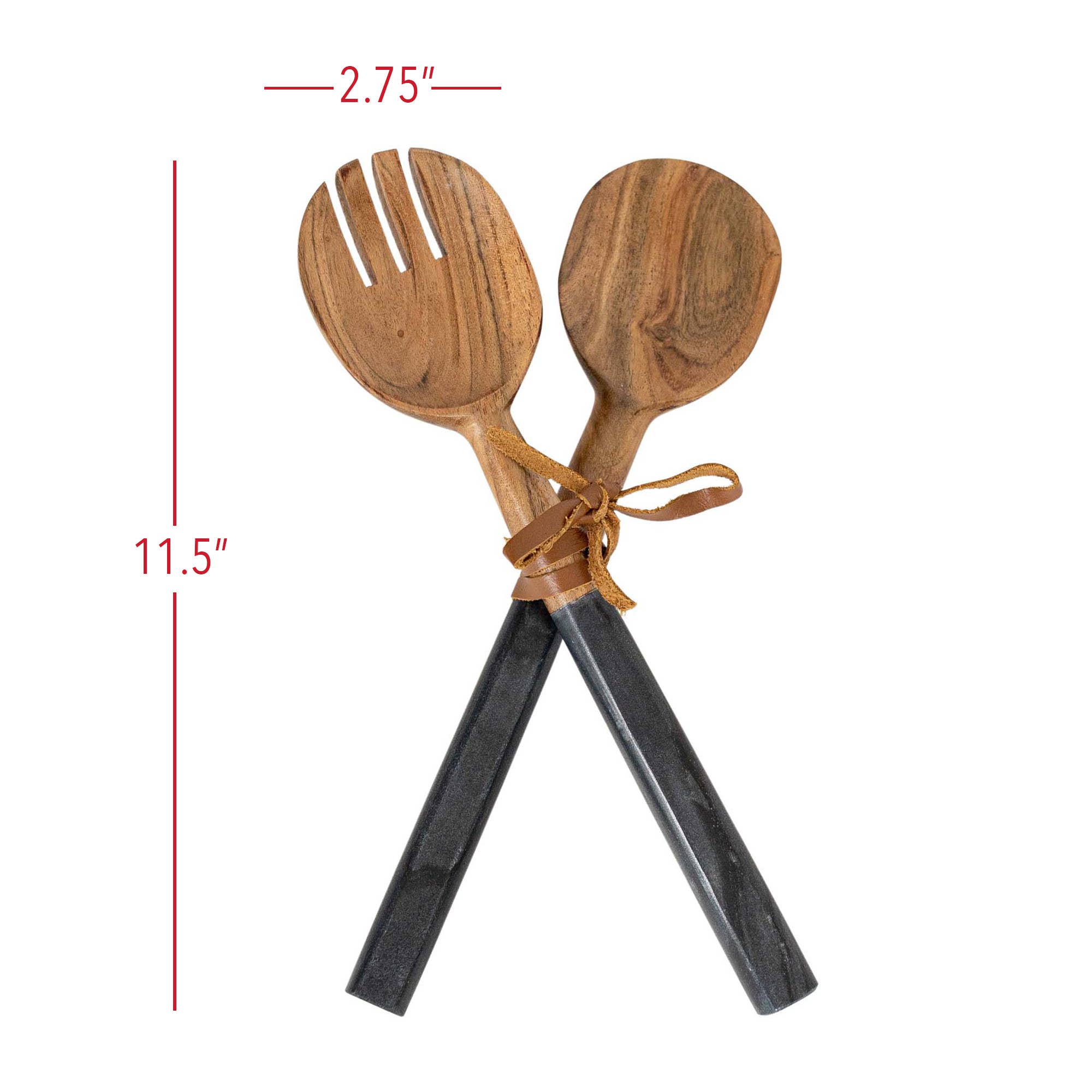 Wood and Black Marble Serving Set