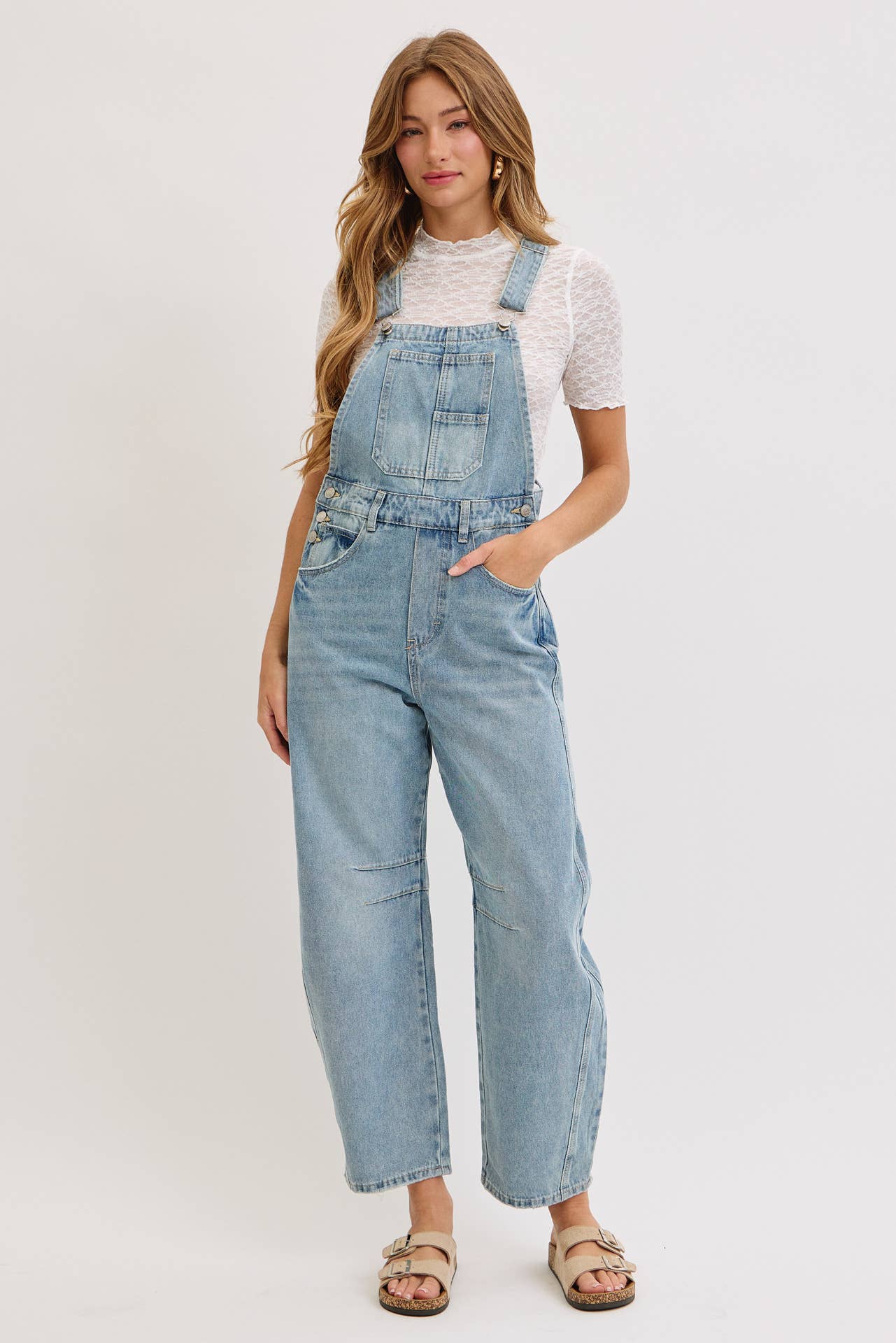 Denim Barrel Overalls