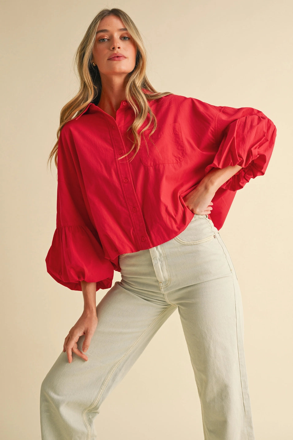 Bubble Sleeve Button Down