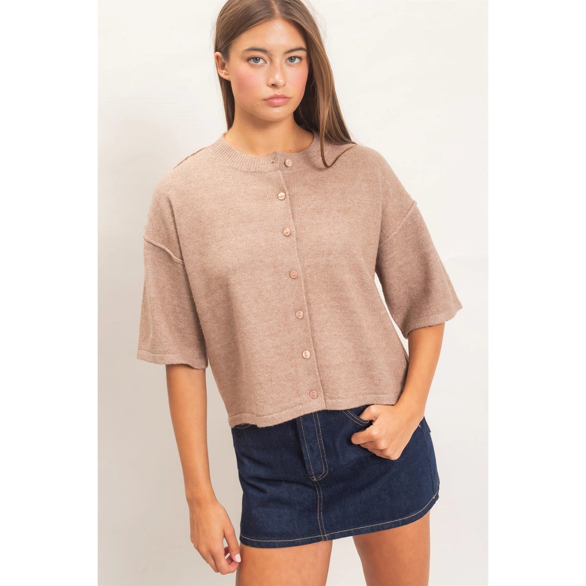Sarah Drop Shoulder S/S Cardigan
