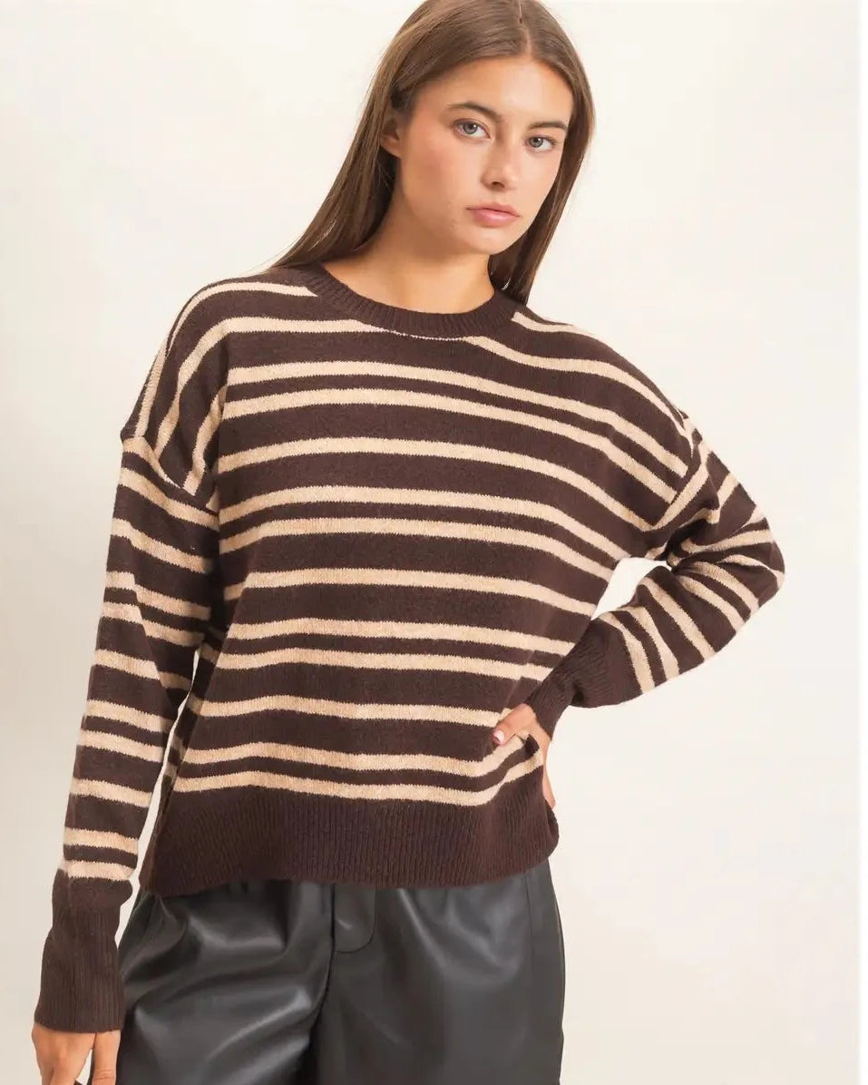 Anna Striped Crew Neck Sweater