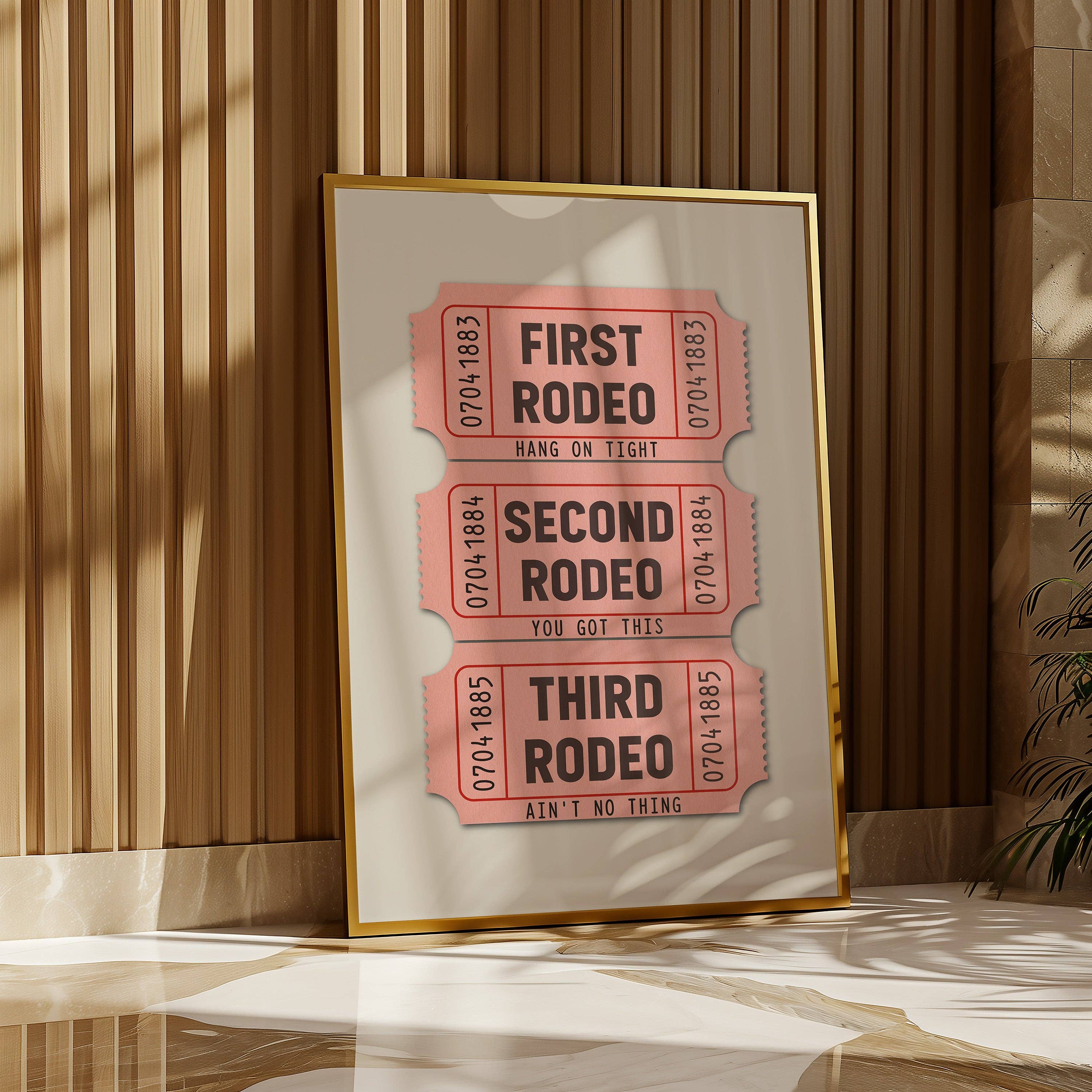 First Rodeo Ticket Stub Art Print Pink (FLAT)