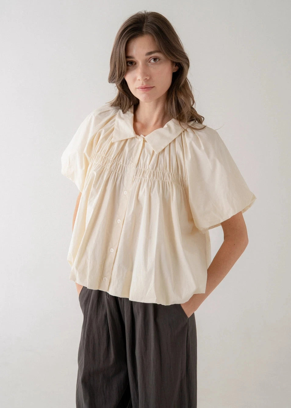 Puff Sleeve Button Down Blouse