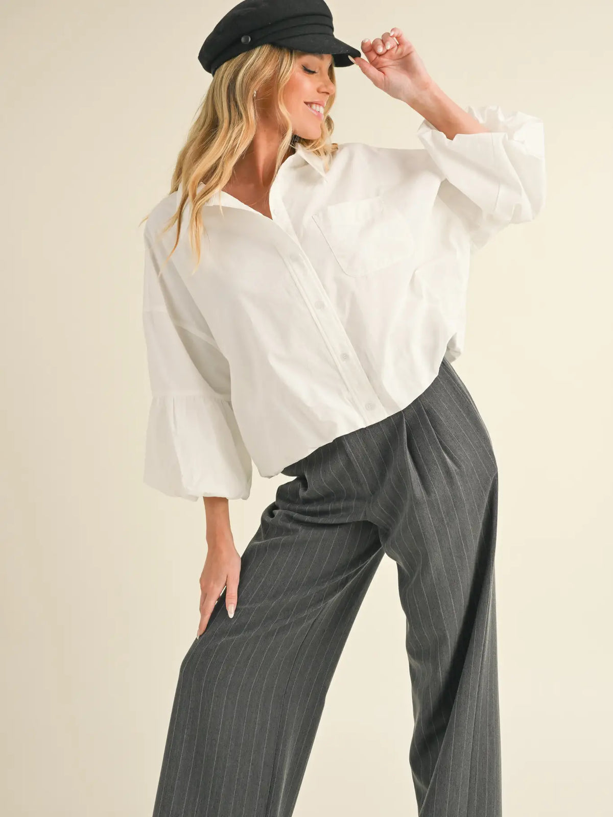 Bubble Sleeve Button Down