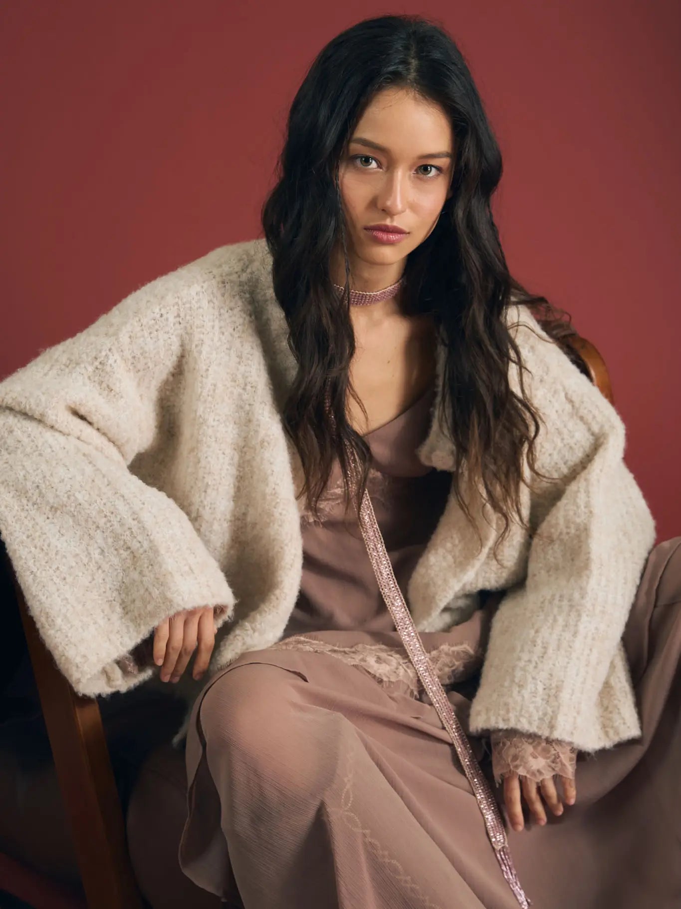 Fuzzy Knit Button Boxy Cardigan