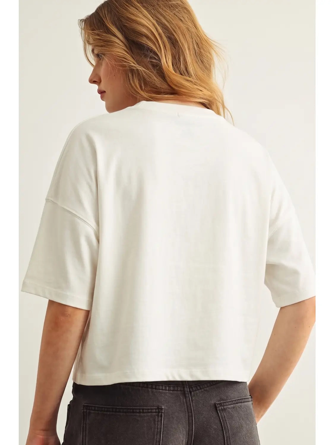 Round Neck Button Down Half Sleeve Top