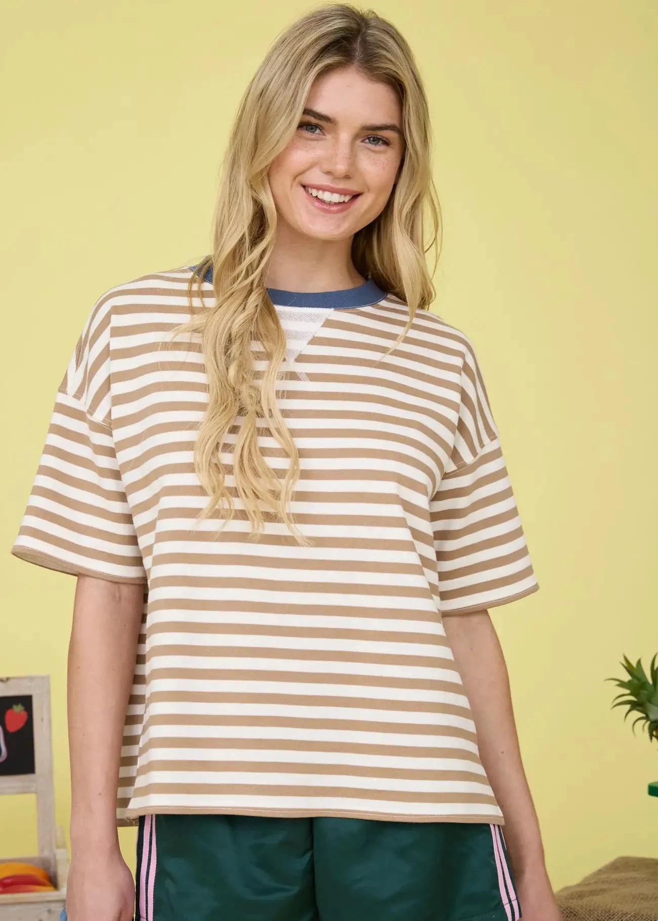 Stripe Colorblock Knit T-Shirt