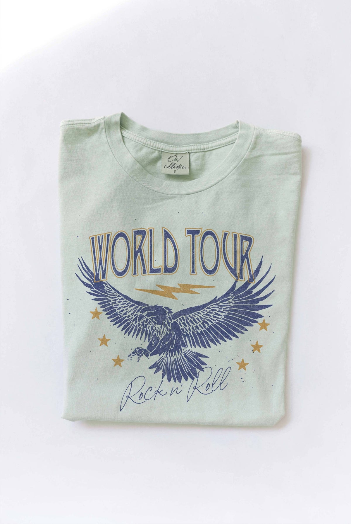 WORLD TOUR ROCK N' ROLL Mineral Washed Graphic Top