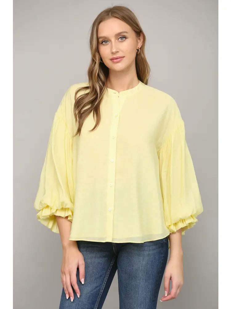 Puff Sleeve Button Down Shirt