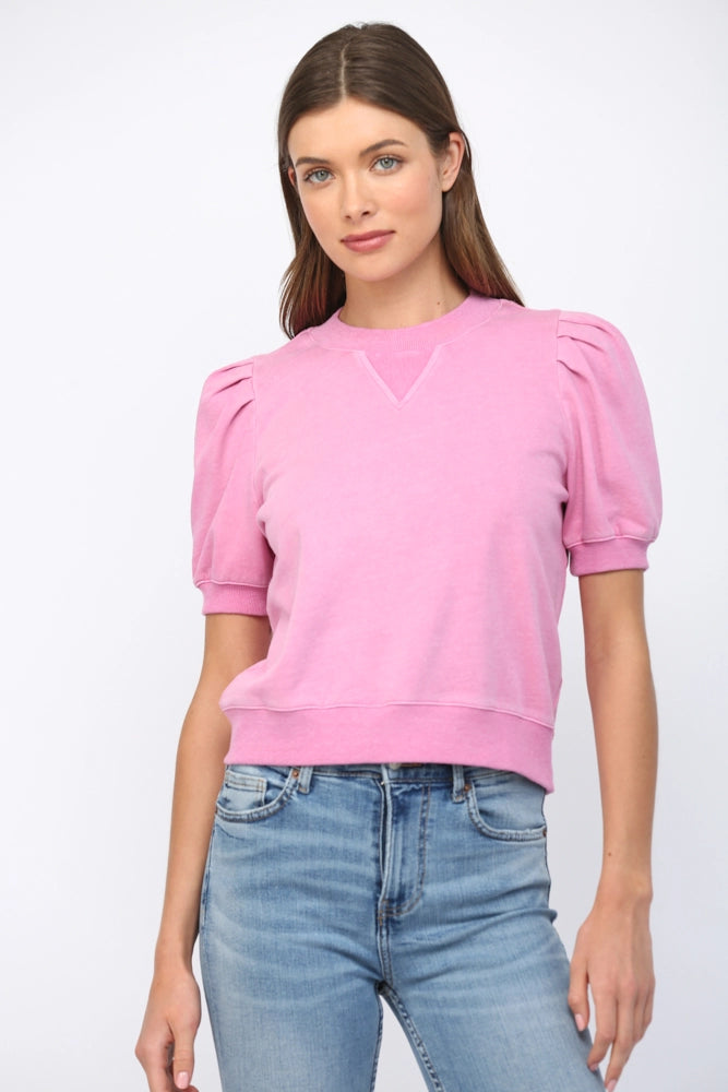 Pleated Bubble Sleeve Top