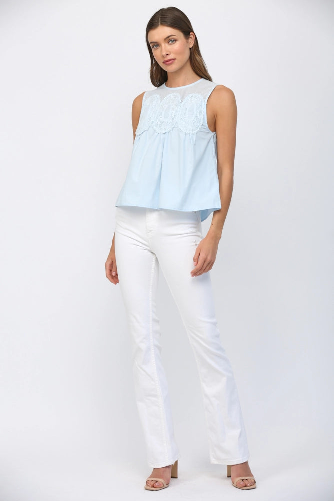 Mesh Yoke Sleeveless Top