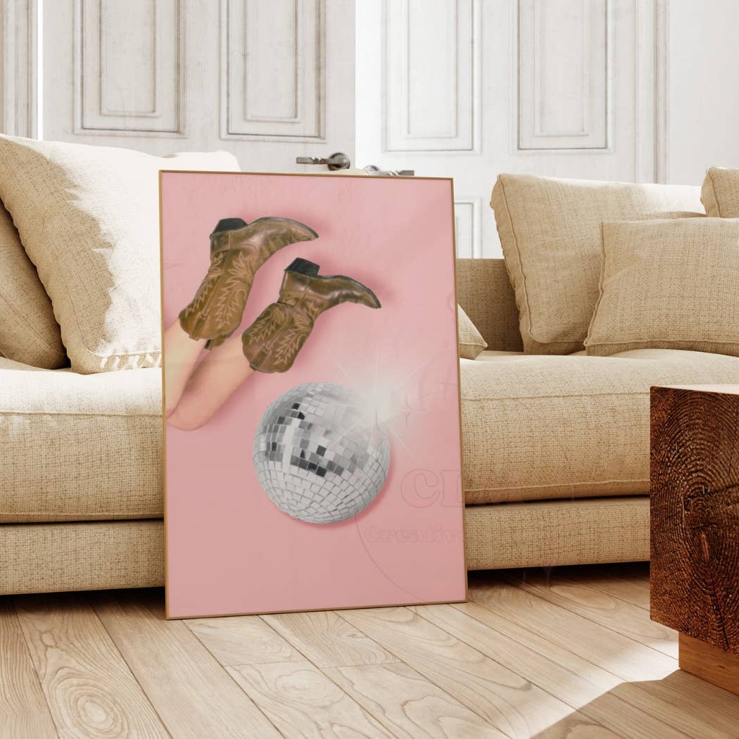 Disco Cowgirl Wall Art Western Boots Prints