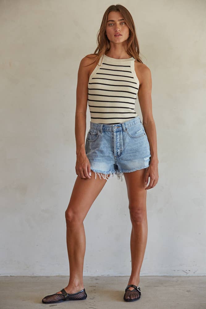 Callie Distressed Denim Shorts