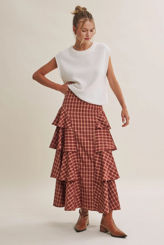 Plaid to Be Noticed Maxi Skirt