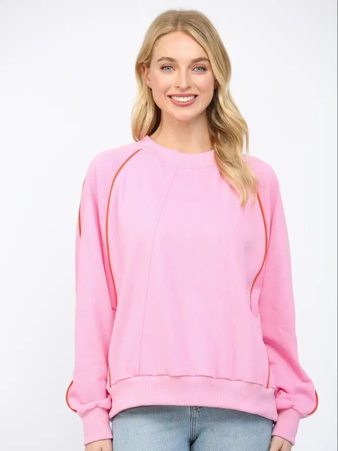 Piped Raglan Sleeve Sweatshirt