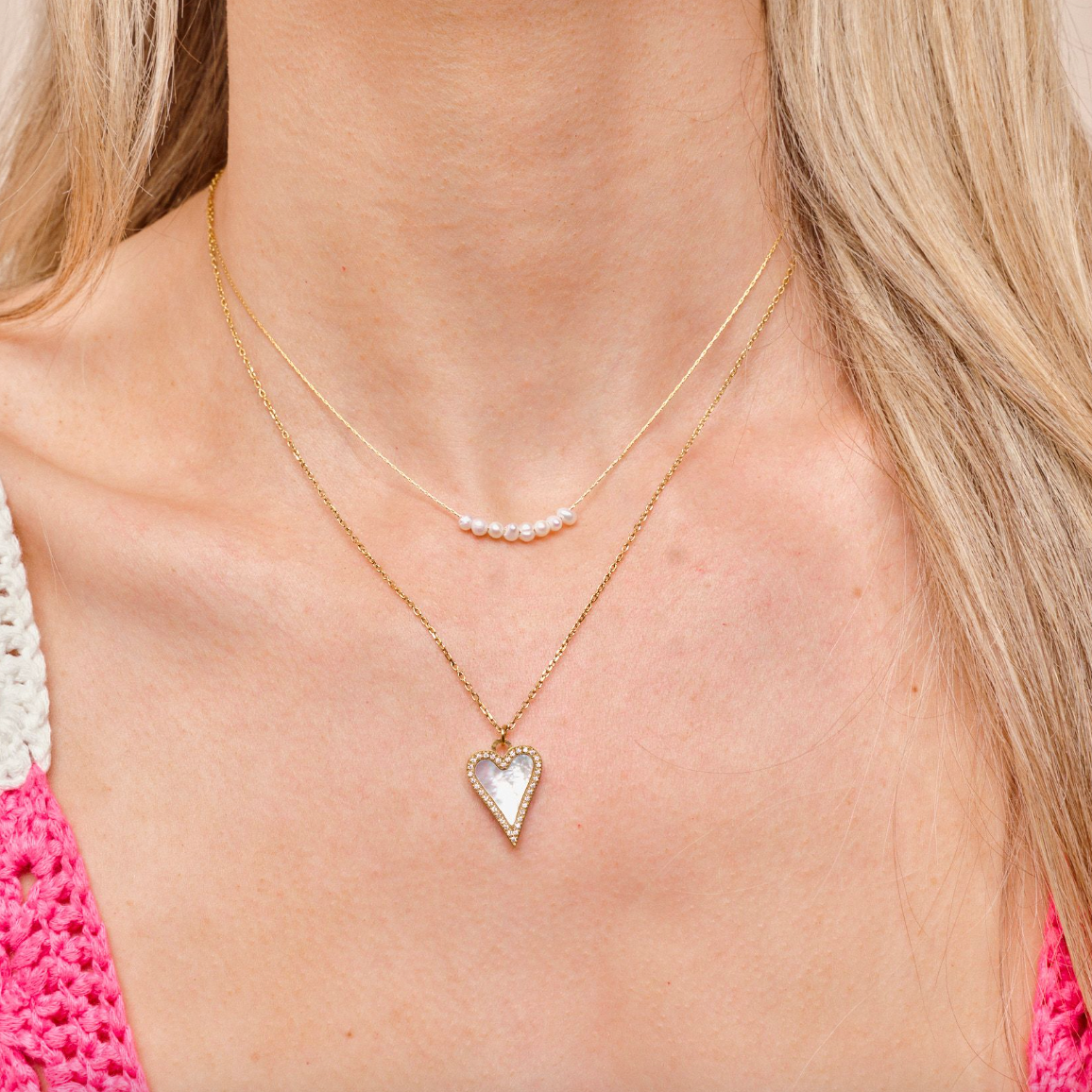White Shell Heart Adjustable Necklace