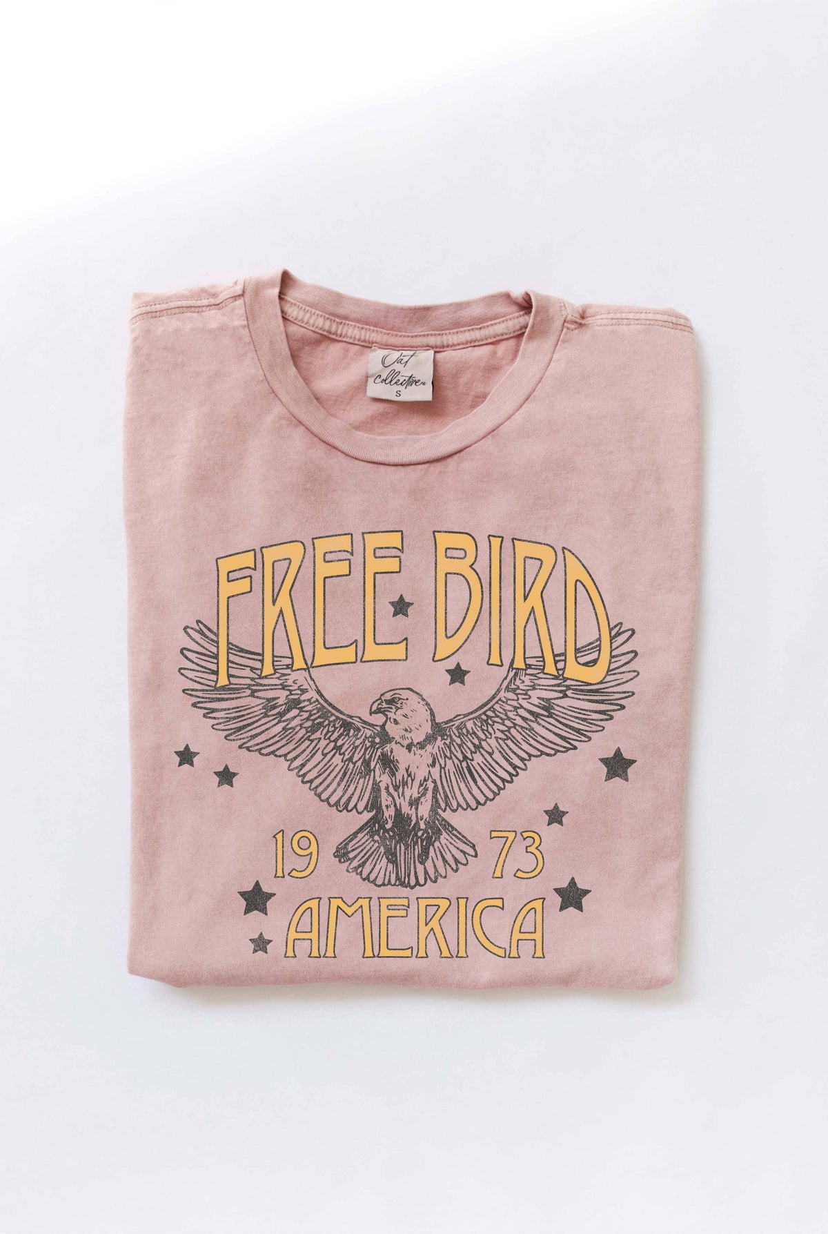 FREE BIRD AMERICA Mineral Washed Graphic Top
