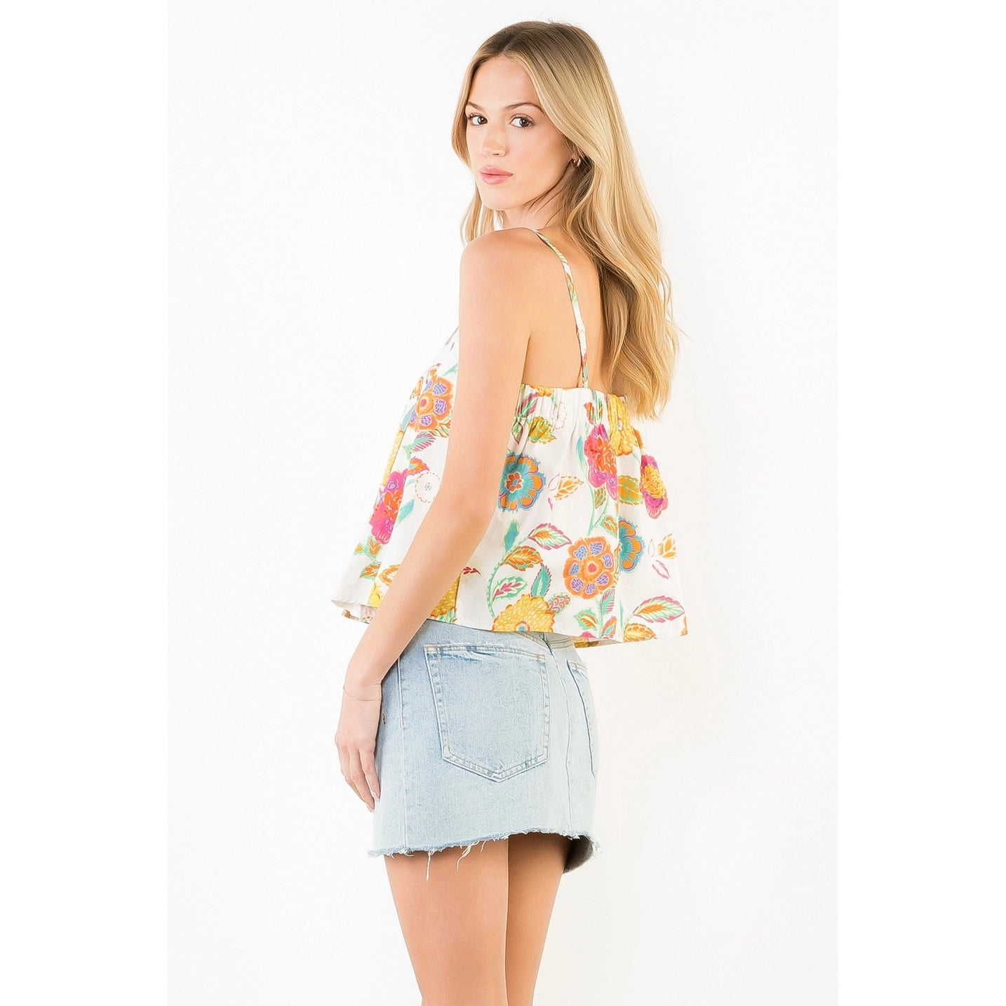 Floral Spaghetti Strap Tank Top