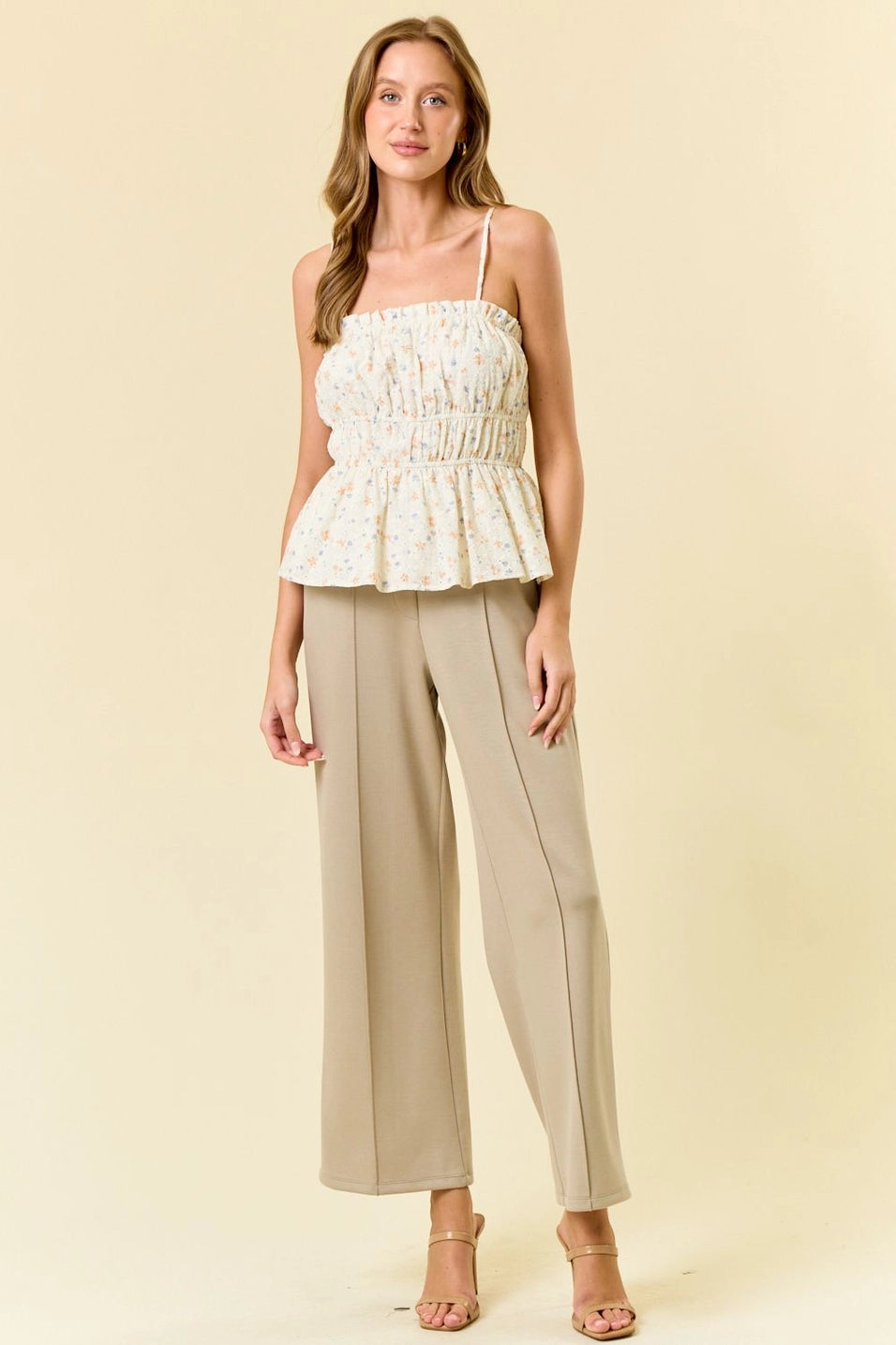 Floral Eyelet Ruffle Tank