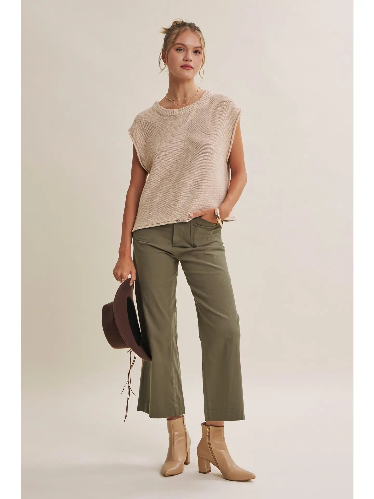 Linen Blend Ankle Pants