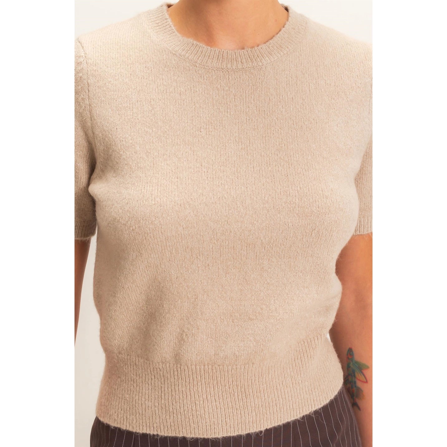 Crew Neck Short Sleeve Knit Top