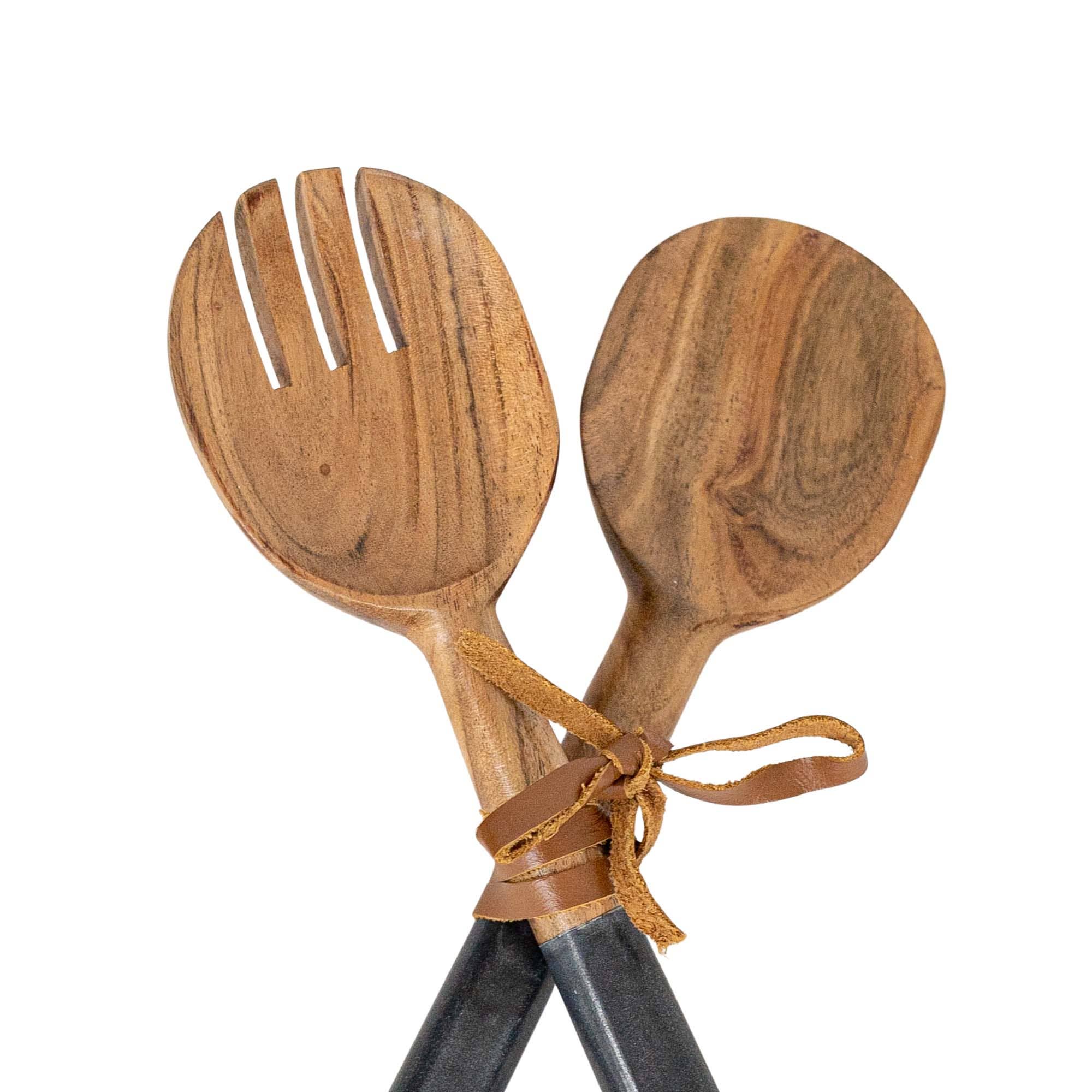 Wood and Black Marble Serving Set
