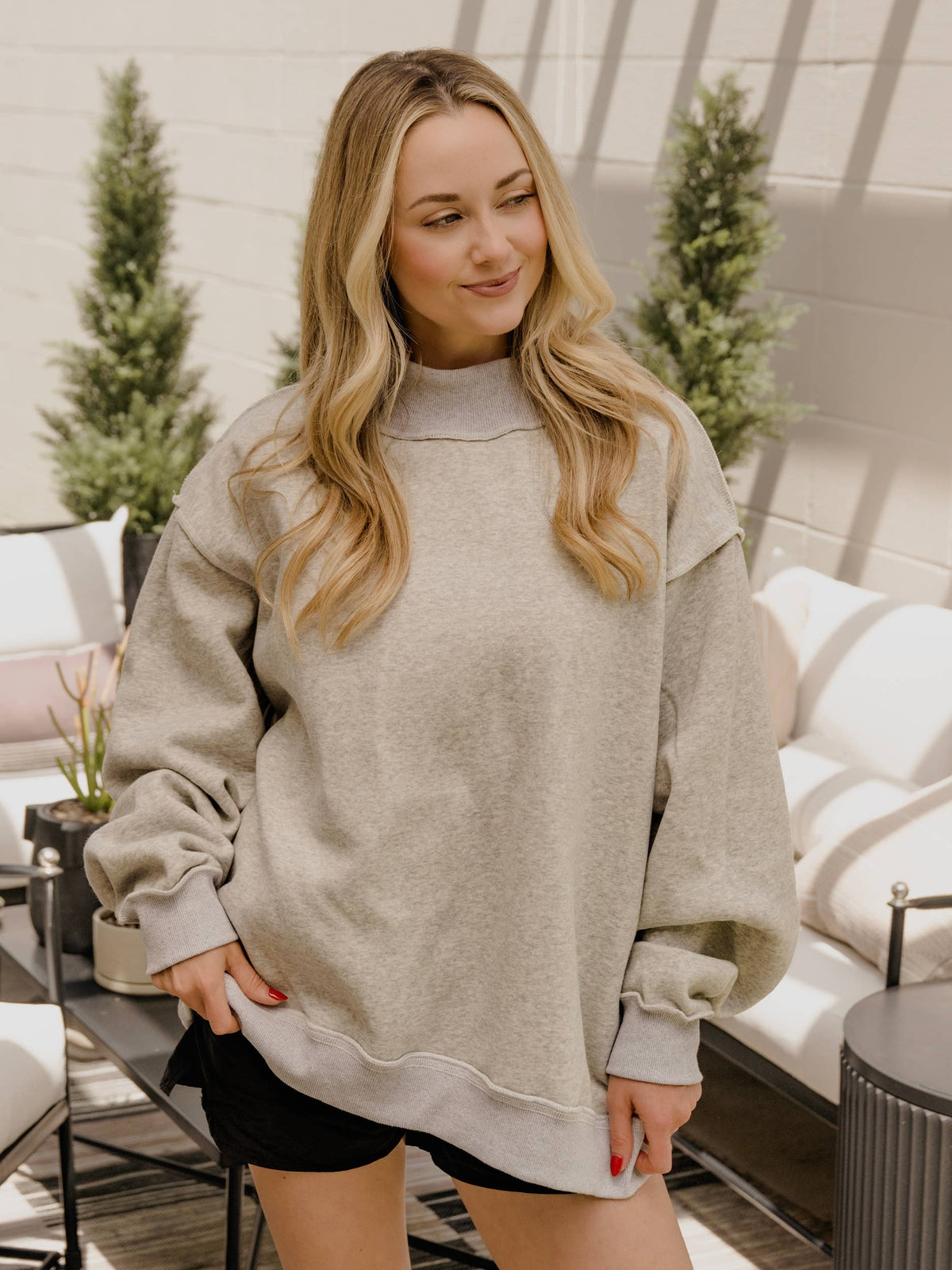 OSU Pokes Tall Boy Gray Reversible Mock Neck Sweatshirt