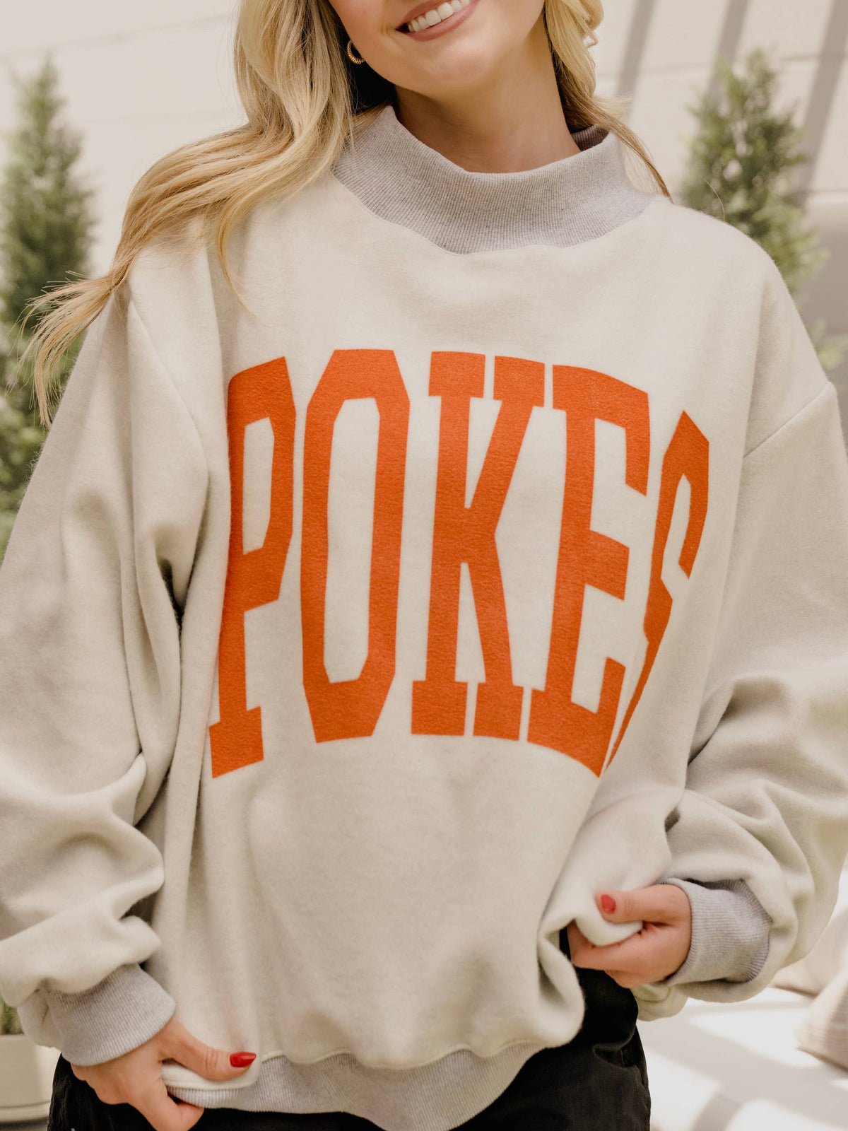 OSU Pokes Tall Boy Gray Reversible Mock Neck Sweatshirt