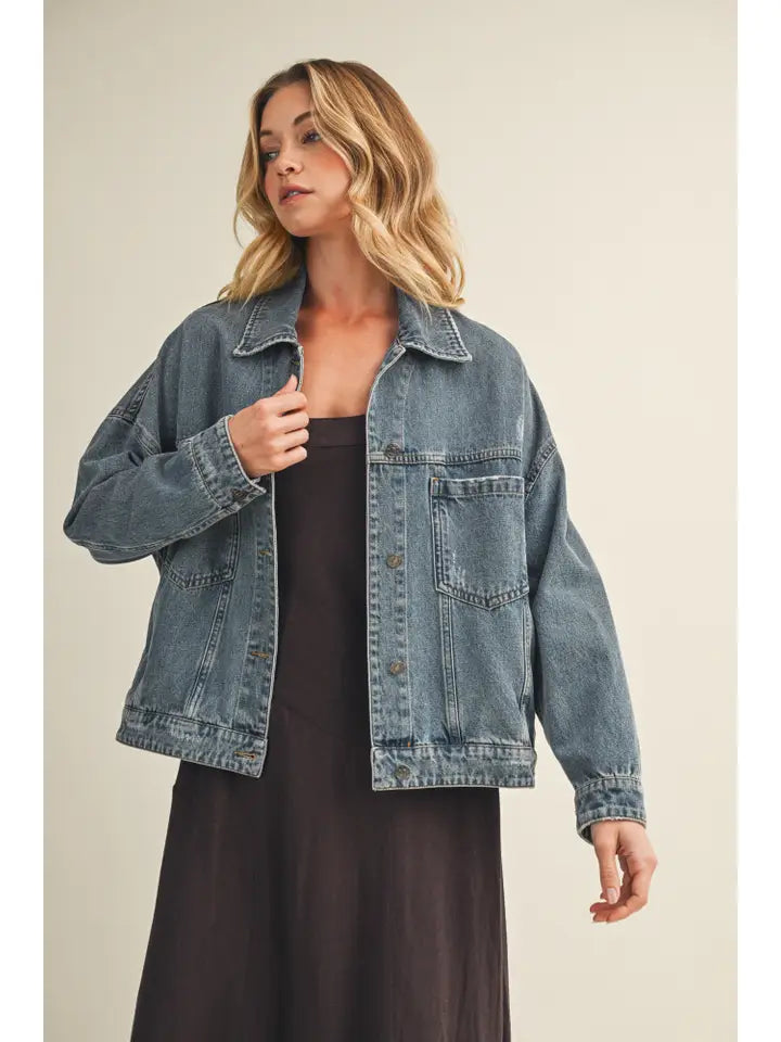 Shania Pleated Back Denim Jacket
