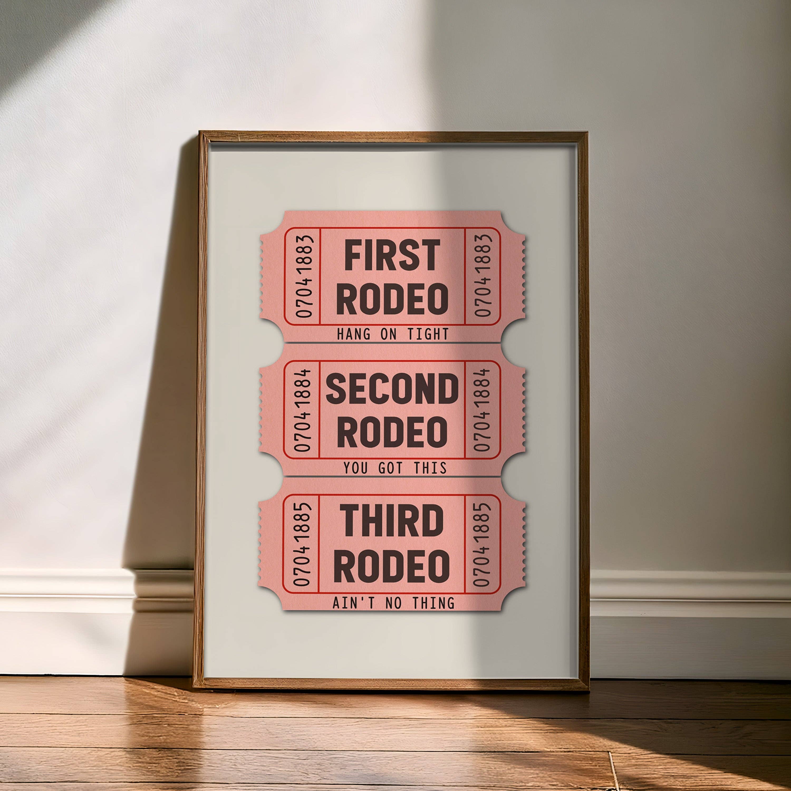 First Rodeo Ticket Stub Art Print Pink (FLAT)