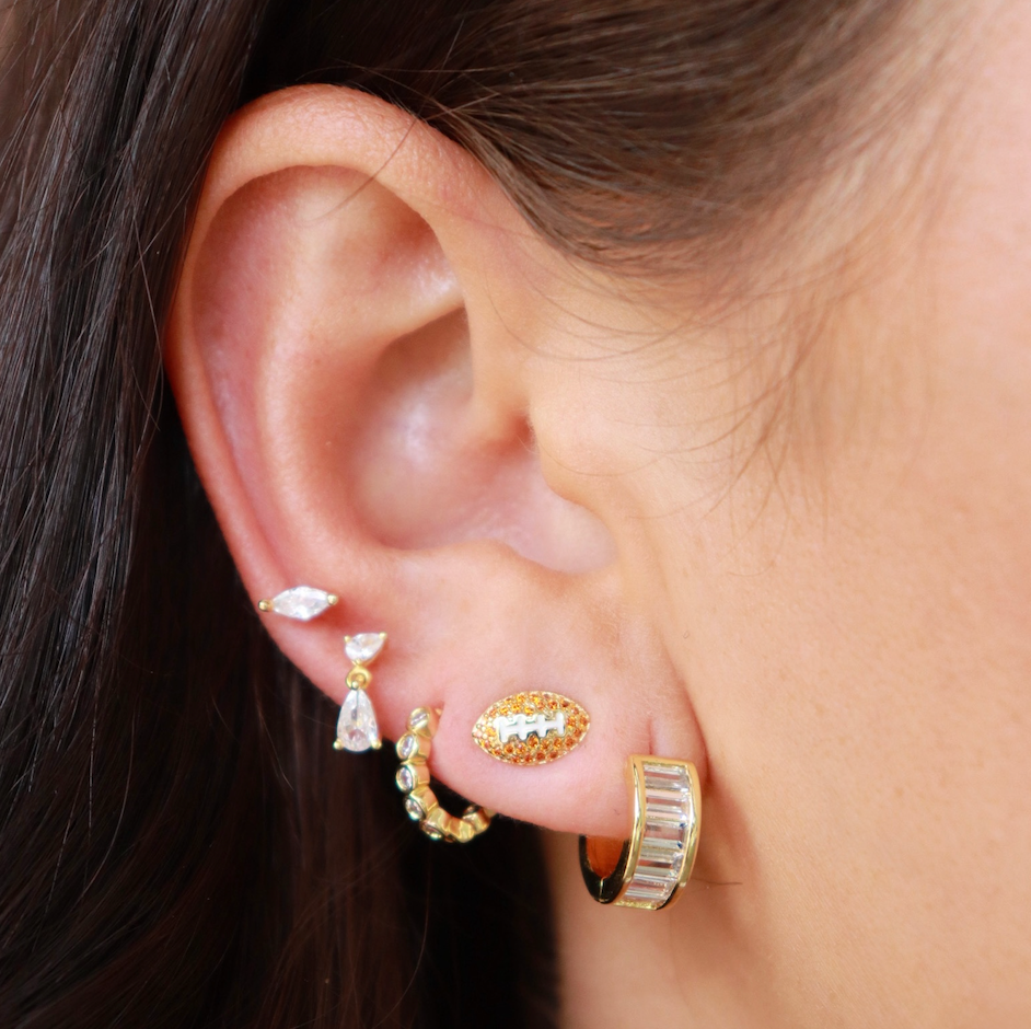 Flat Back Gold Marquise Crystal Studs