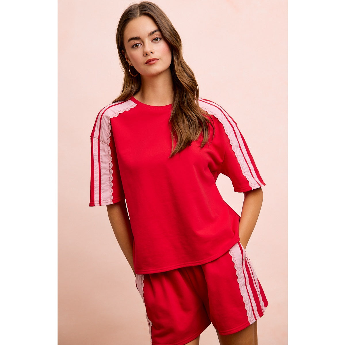 French Terry Side Lace Top