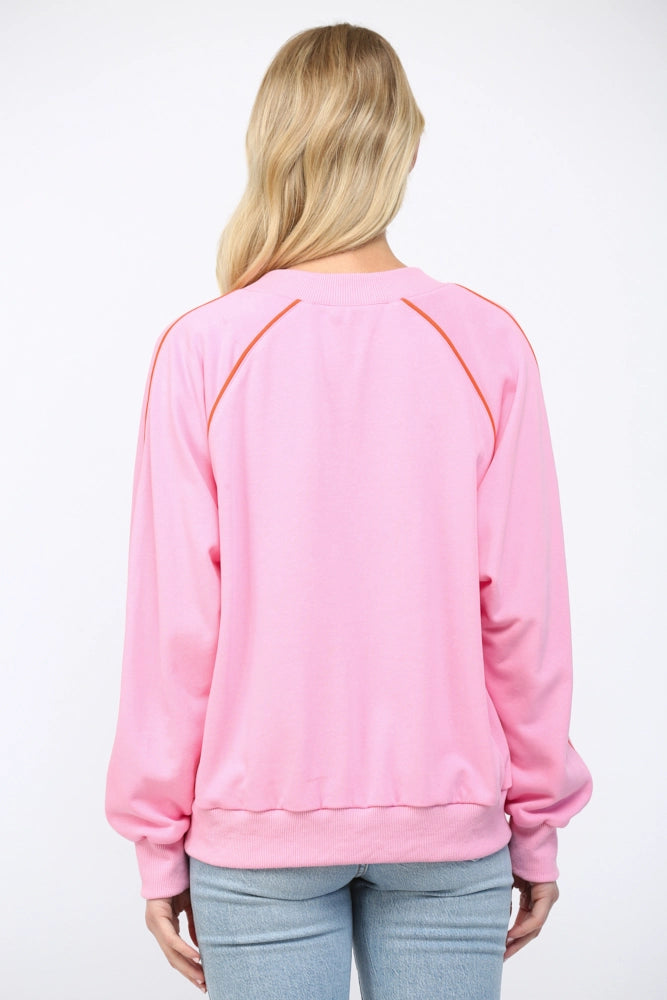 Piped Raglan Sleeve Sweatshirt