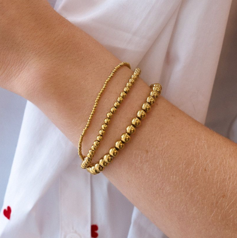 Waterproof Gold Ball Bracelets- small, medium, or large