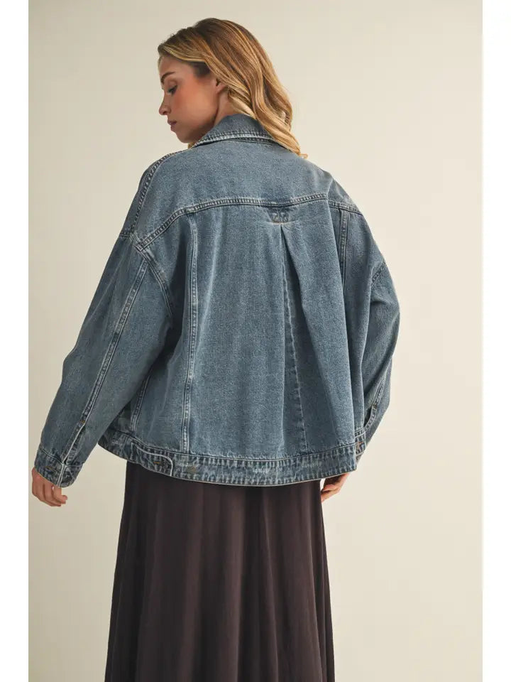 Shania Pleated Back Denim Jacket