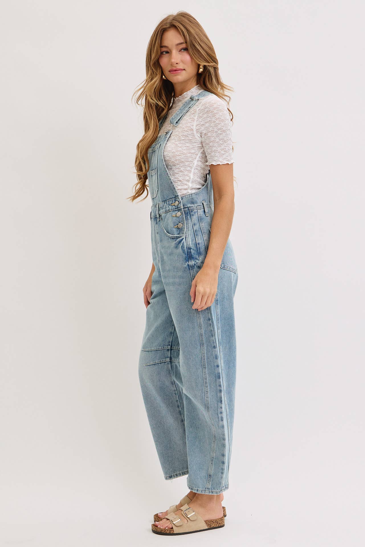 Denim Barrel Overalls