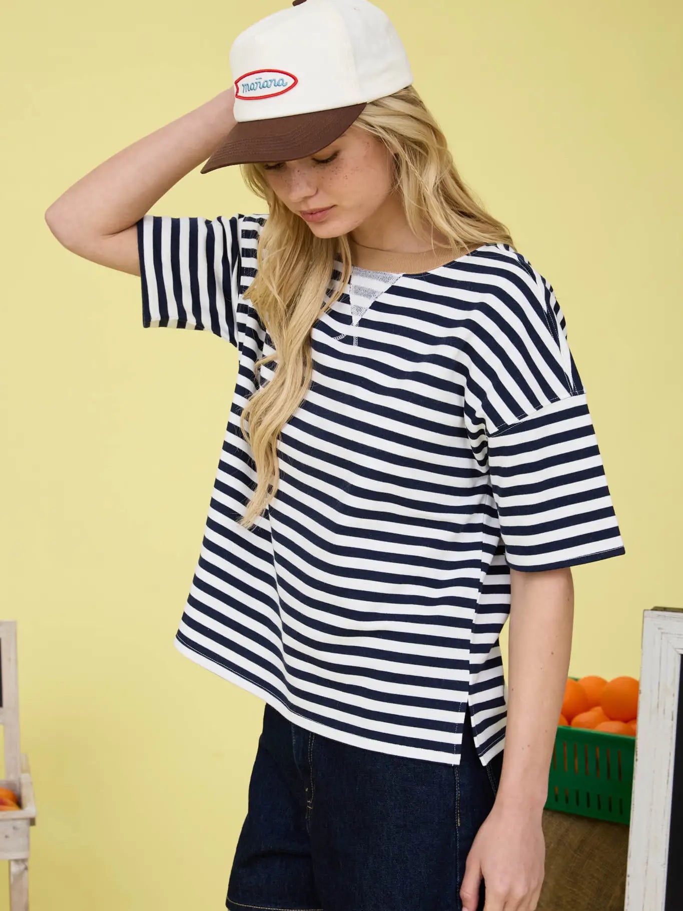 Stripe Colorblock Knit T-Shirt