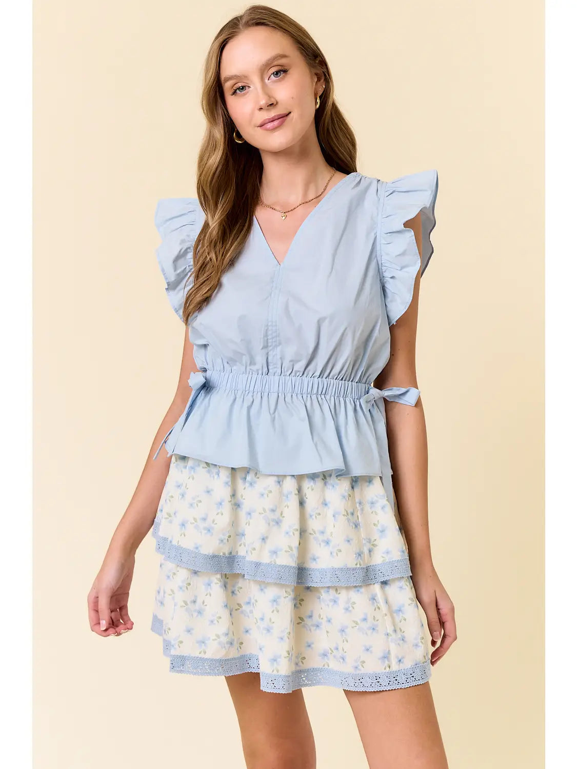 Flutter Sleeve Peplum Top