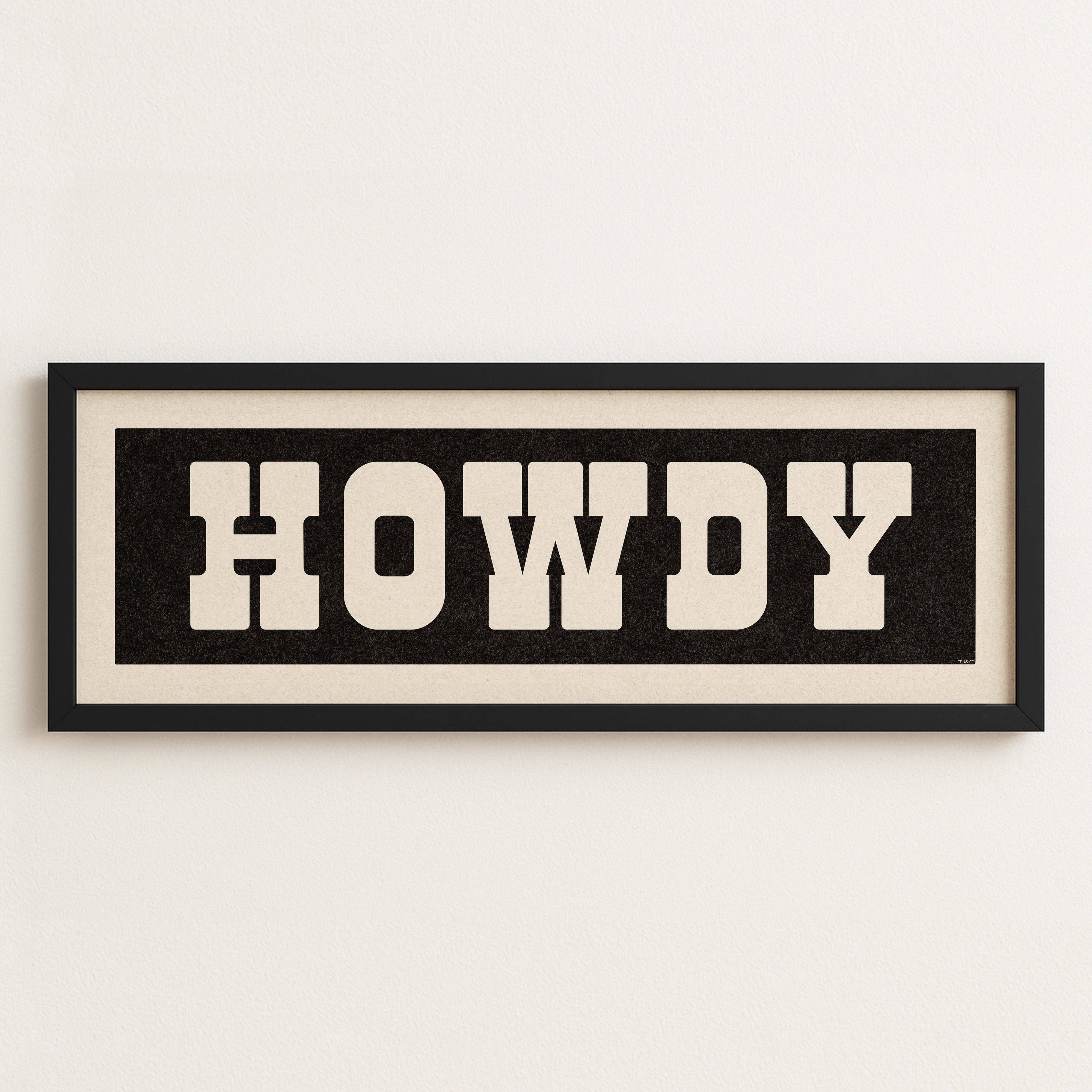 Framed HOWDY Sign Black & White Art Print